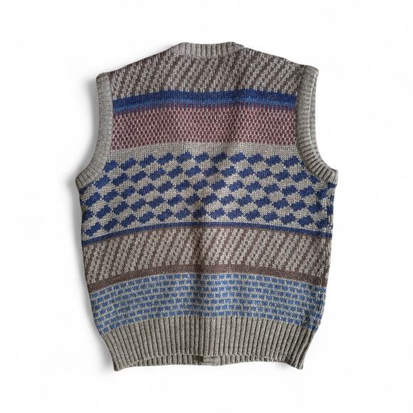 Turf Club Men’s Knit Sweater Vest Brown and Navy Size Medium - Picture 3 of 3